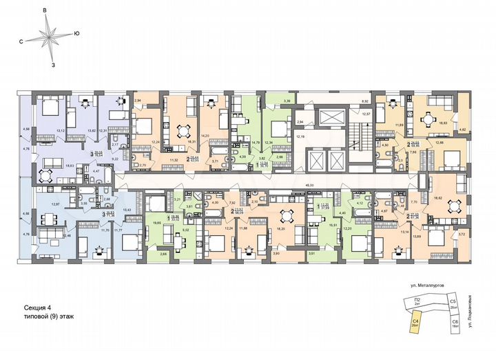 2-к. квартира, 58,1 м², 17/26 эт.