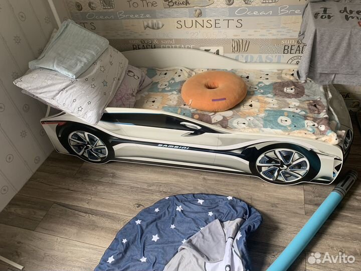 Детская кровать машина с матрасом