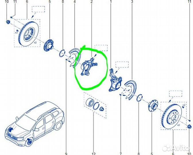 Кулак поворотный передний правый Renault Duster