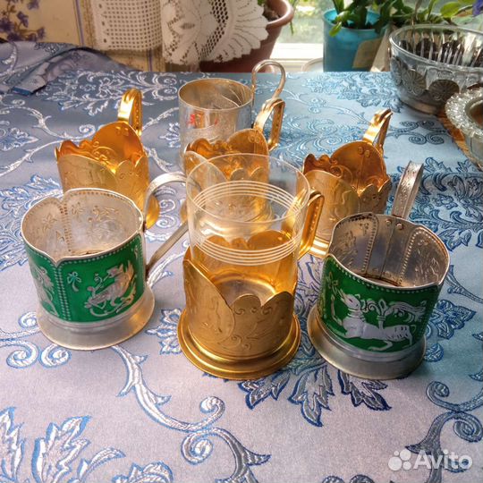 Подстаканники СССР со стаканами