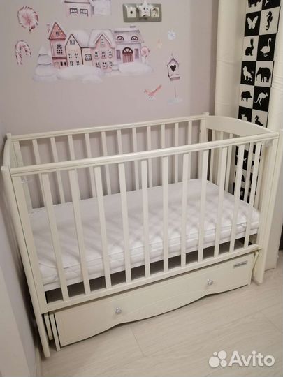 Детская кровать с ящиком + матрас Плитекс