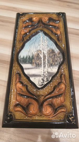 Нарды Добрые резные с картиной из каменной крошки