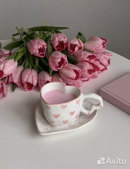 Чайная пара с сердечками новая
