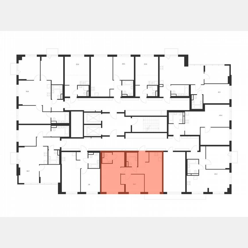2-к. квартира, 54,2 м², 2/16 эт.