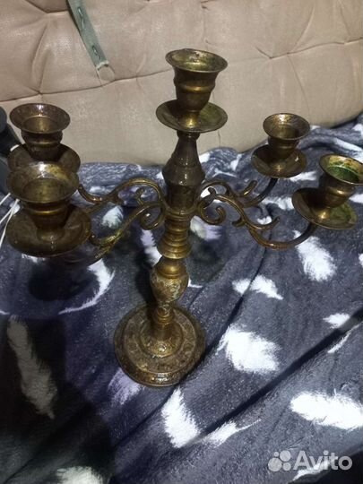 Старинный бронзовый подсвечник
