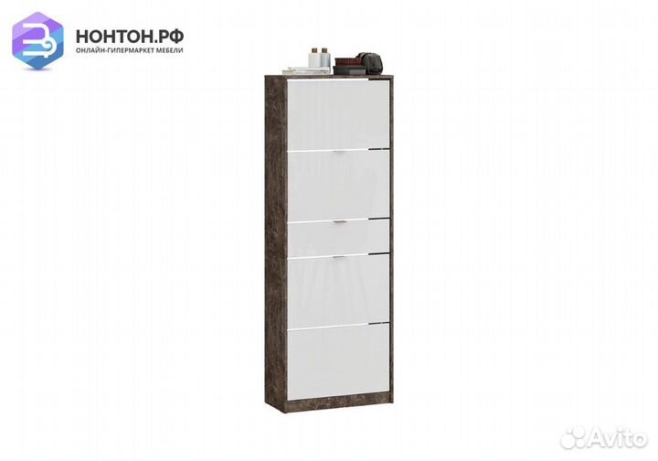 Тумба для обуви Монтана тип 2 ателье темный / белы