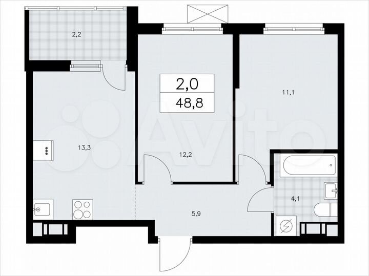 2-к. квартира, 48,8 м², 3/11 эт.