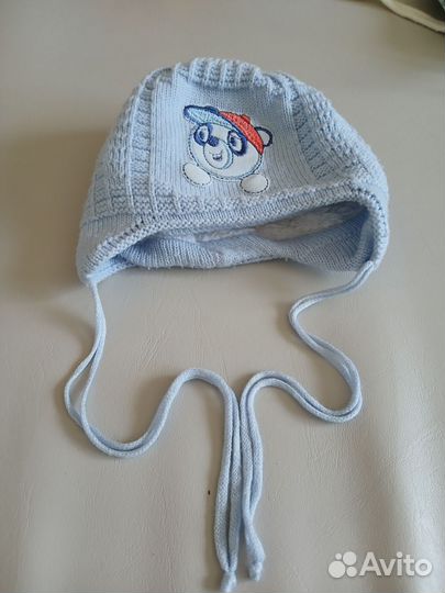 Шапочка тёплая демисезонная доя мальчика 36-38