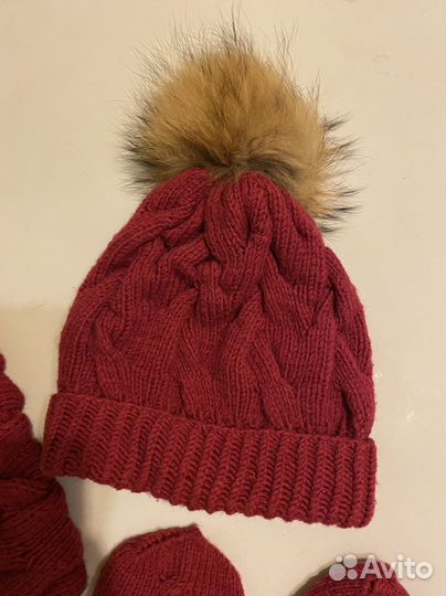 Шапка женская вязаная снуд варежки