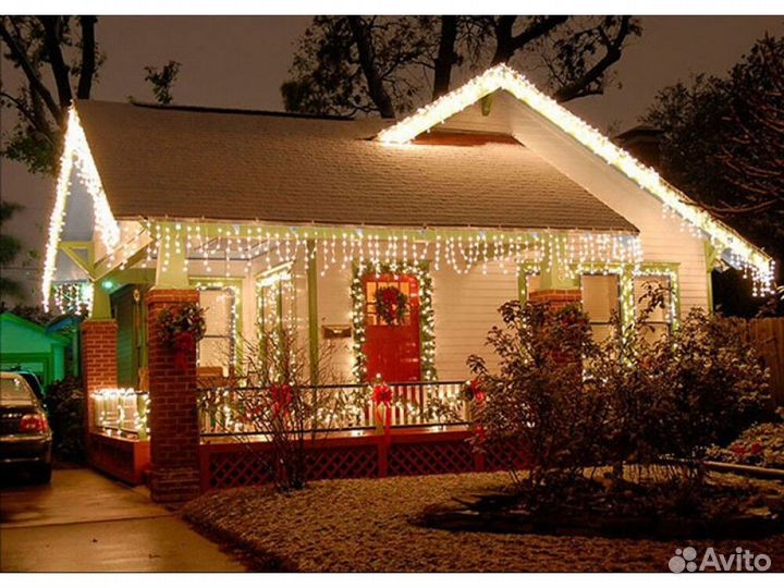 Гирлянда бахрома 25 м желтая