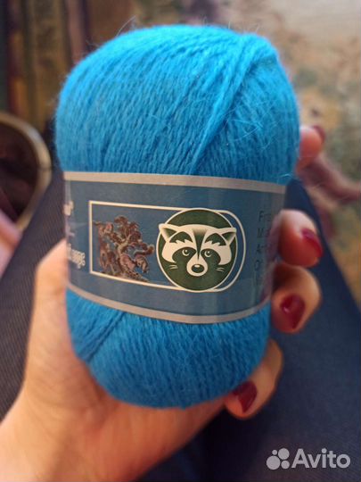 Пряжа пух норки синяя этикетка