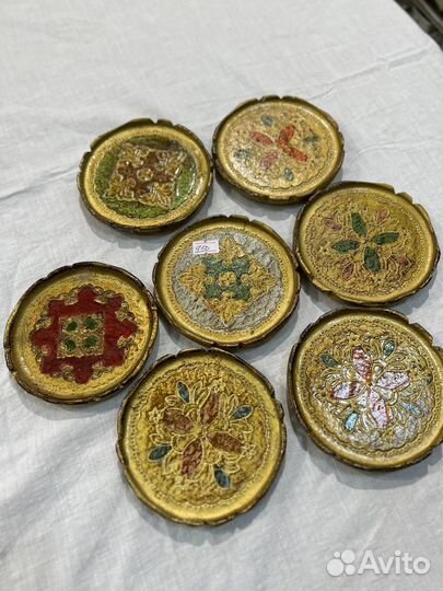 Флорентийский поднос, подстаканник. Винтаж