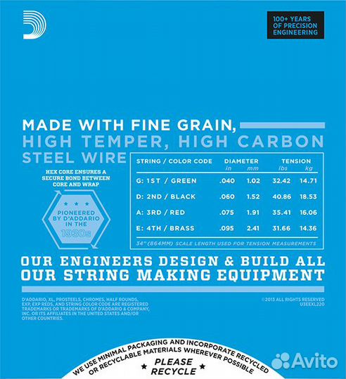 EXL220 XL nickel 40-95 DAddario бас струны