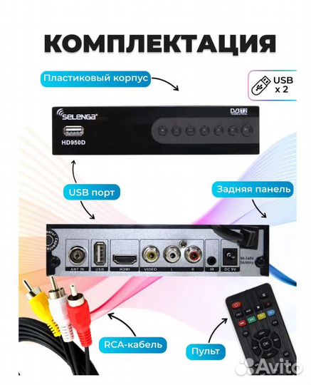 Тв ресивер Selenga DVB-T2 HD950D для бесплатноготв