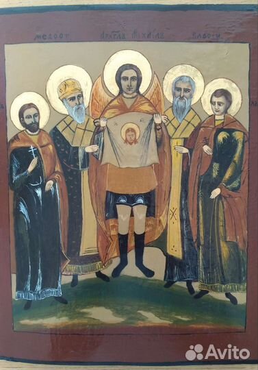 Большая старинная икона Собор Архангела Михаила