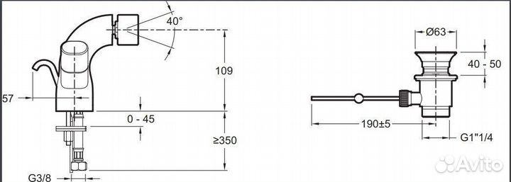 Cмеситель для биде Jacob Delafon talan E10088RU-CP