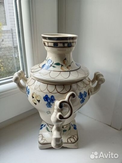 Ваза - фруктовница кобальт.Самовар керамика