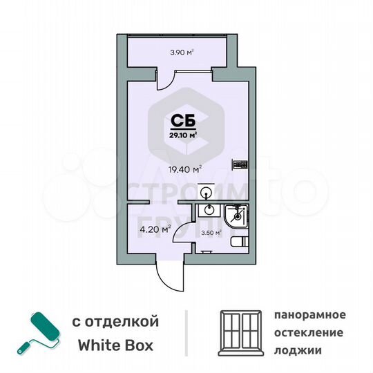 Квартира-студия, 29,1 м², 9/9 эт.