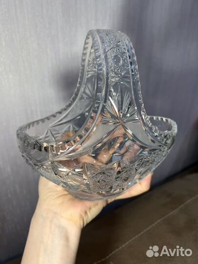 Конфетница корзинка хрусталь