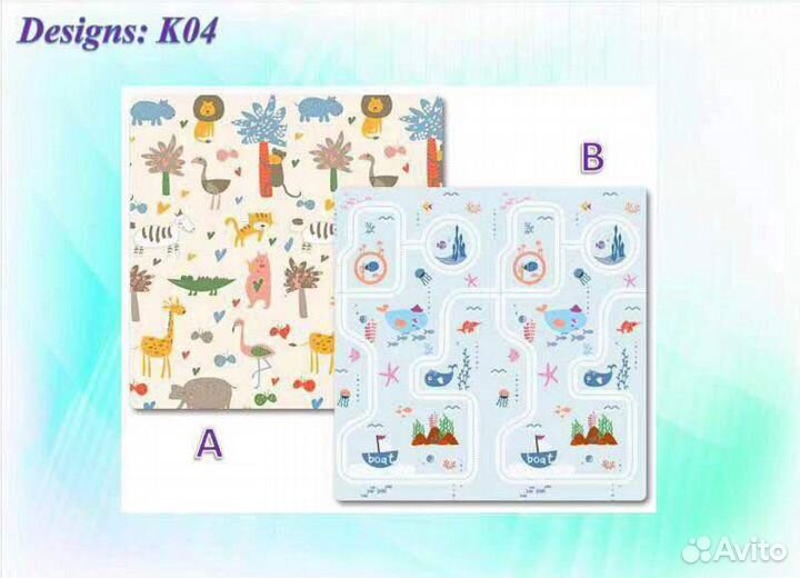 Детский складной двухсторонний термоковрик утолщен