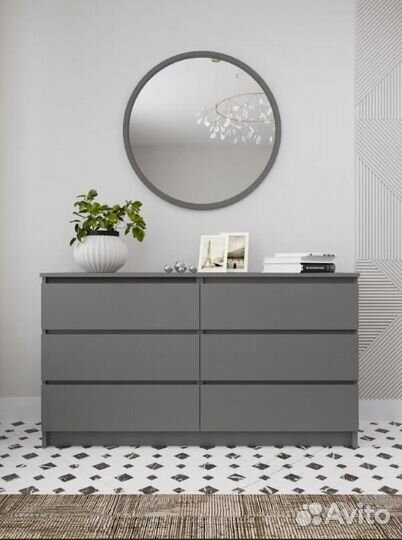 Комод Мори мк 1380.6 Белый, Графит, Белы+Сонома