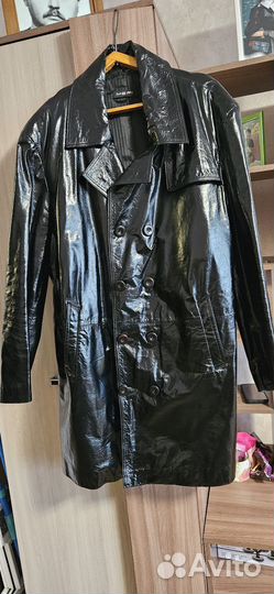Кожаный плащ мужской