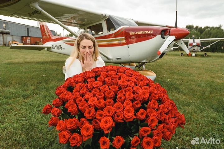 Полет на самолете над Москвой