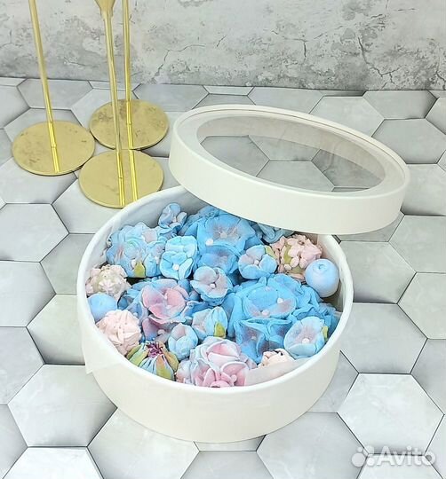 Зефирные цветы/букет из зефира/букет в коробке