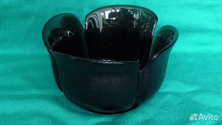 Конфетница чёрное стекло СССР