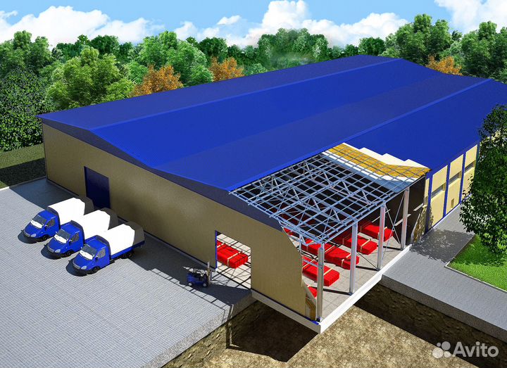 Быстровозводимые склады, ангары из сэндвич панелей