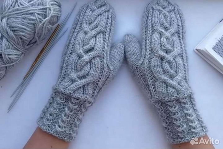 Варежки вязаные ручной работы