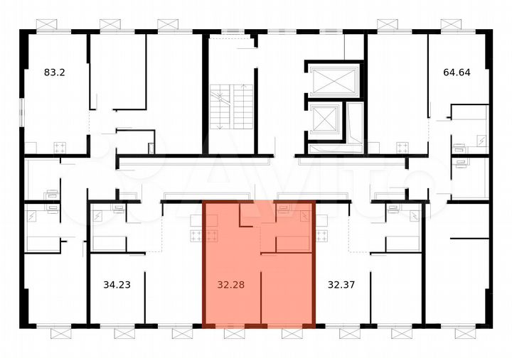 1-к. квартира, 32,3 м², 12/17 эт.