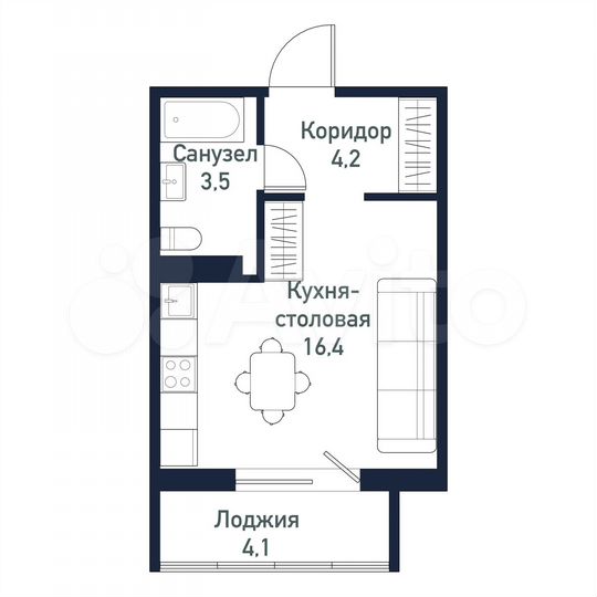 Квартира-студия, 24,2 м², 2/10 эт.