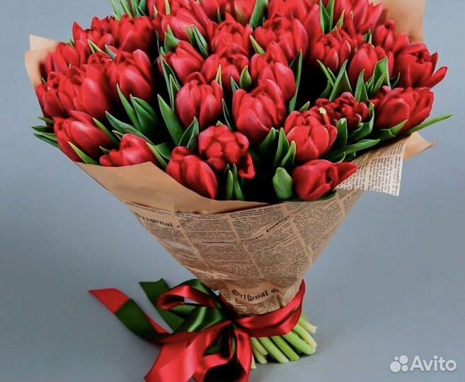 Букет красных тюльпанов 15 21 25 31 51