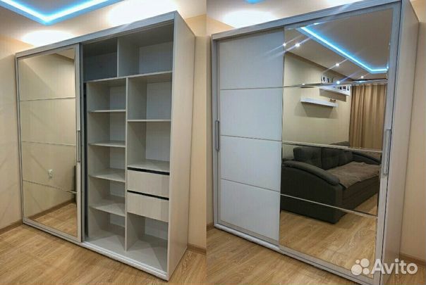 Шкаф купе 2,0 белый с зеркалом