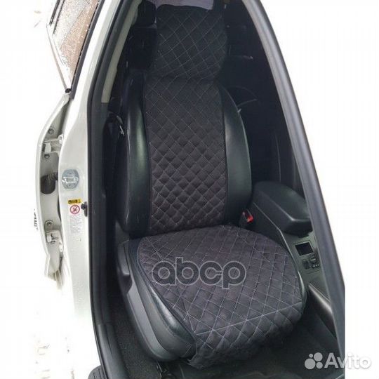 Накидка сиденья алькантара черная строчка белая