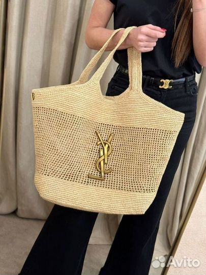 Cумка женская YSL icare raffia Летняя