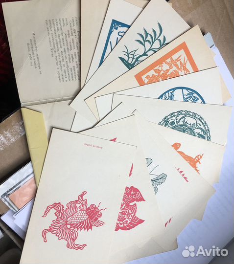 Винтаж: китайских вырезки — набор из 12 открыток