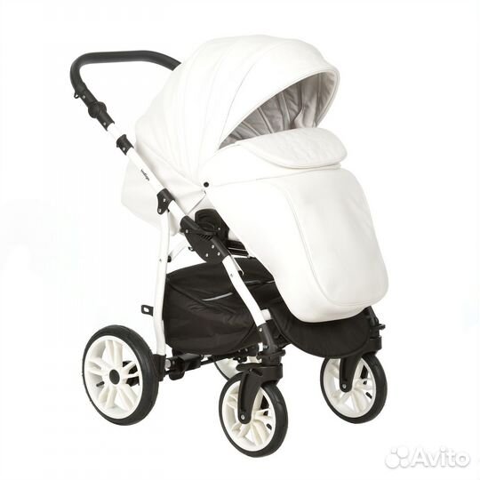 Коляска модульная 2 в 1 эко кожа Indigo белый
