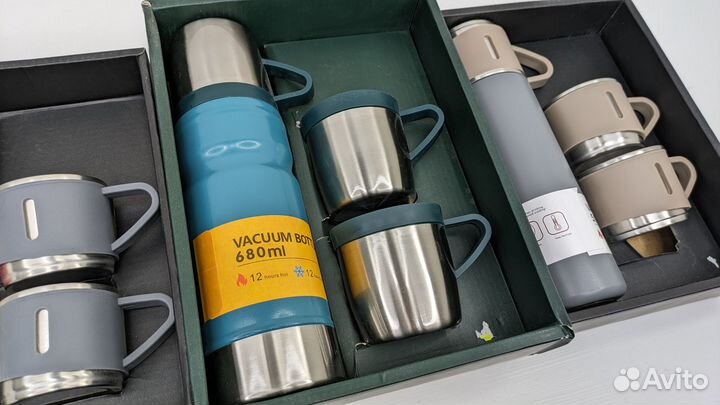 Набор термос + кружки 12 ч тепла 500мл 680мл 700мл