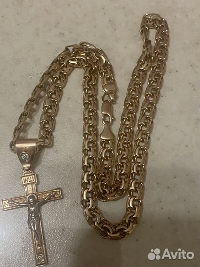 Золотая цепь 585 с крестом