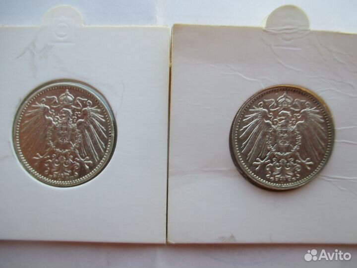 Серебро Германии 1/2,1, марка 1905-1919 год