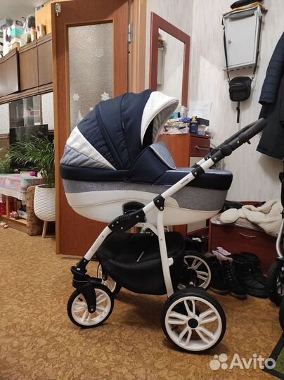 Коляска Indigo 2 в 1, синяя, модель 2021 года