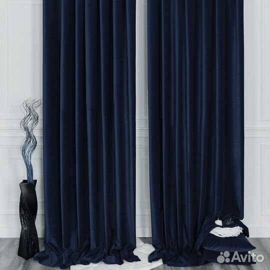 Шторы бархат богема синий новые пошив