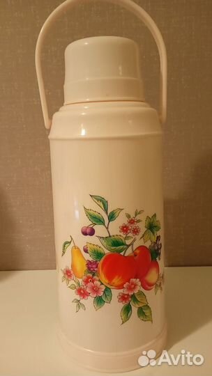 Термос розовый китайский со стеклянной колбой