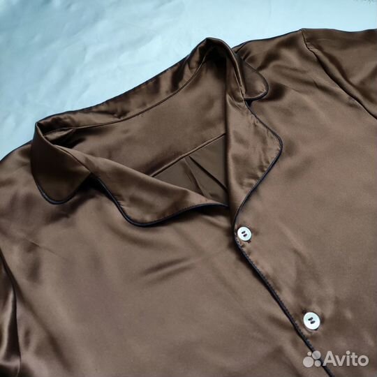 Пижама из натурального шёлка, мужская, шоколад