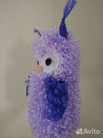 Мочалка-игрушка ручной работы Сова