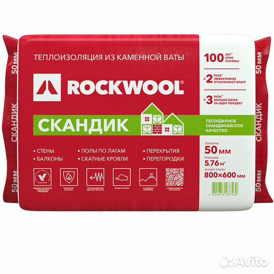 Утеплитель Rockwool lite баттс Скандик