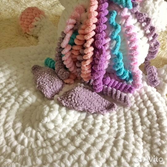 Вязаный детский коврик Единорожка Мия