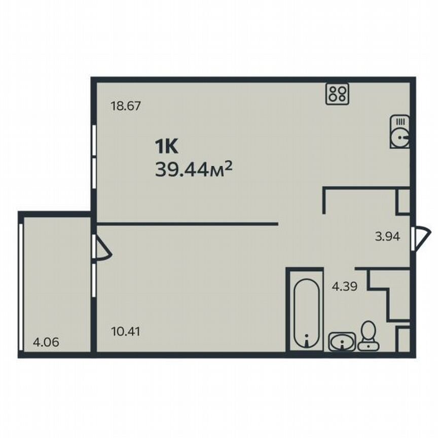 1-к. квартира, 39,6 м², 5/9 эт.